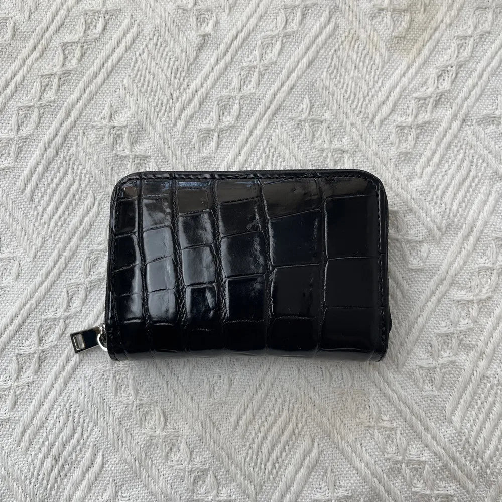 Genuine Crocodile Leather Zipper Coin Purse & Card Wallet