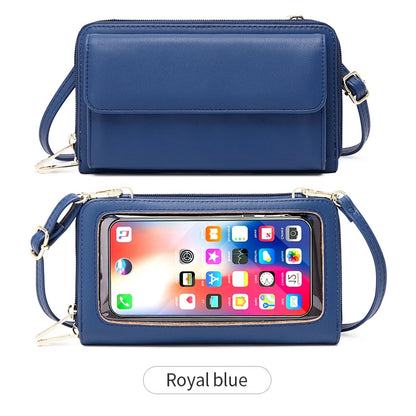 Touchscreen Crossbody Phone Wallet for Women – Zipper Purse with Clear Window
