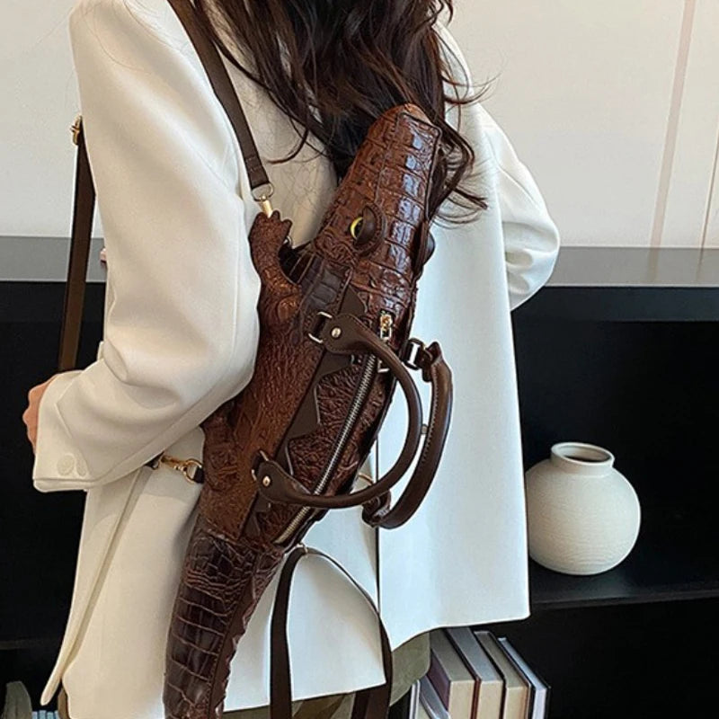 Crocodile Shaped Handbag – Women's Luxury 3D Animal Shoulder Bag