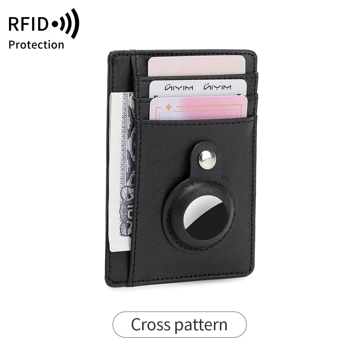 RFID Blocking Slim Card Wallet with AirTag Holder – Unisex