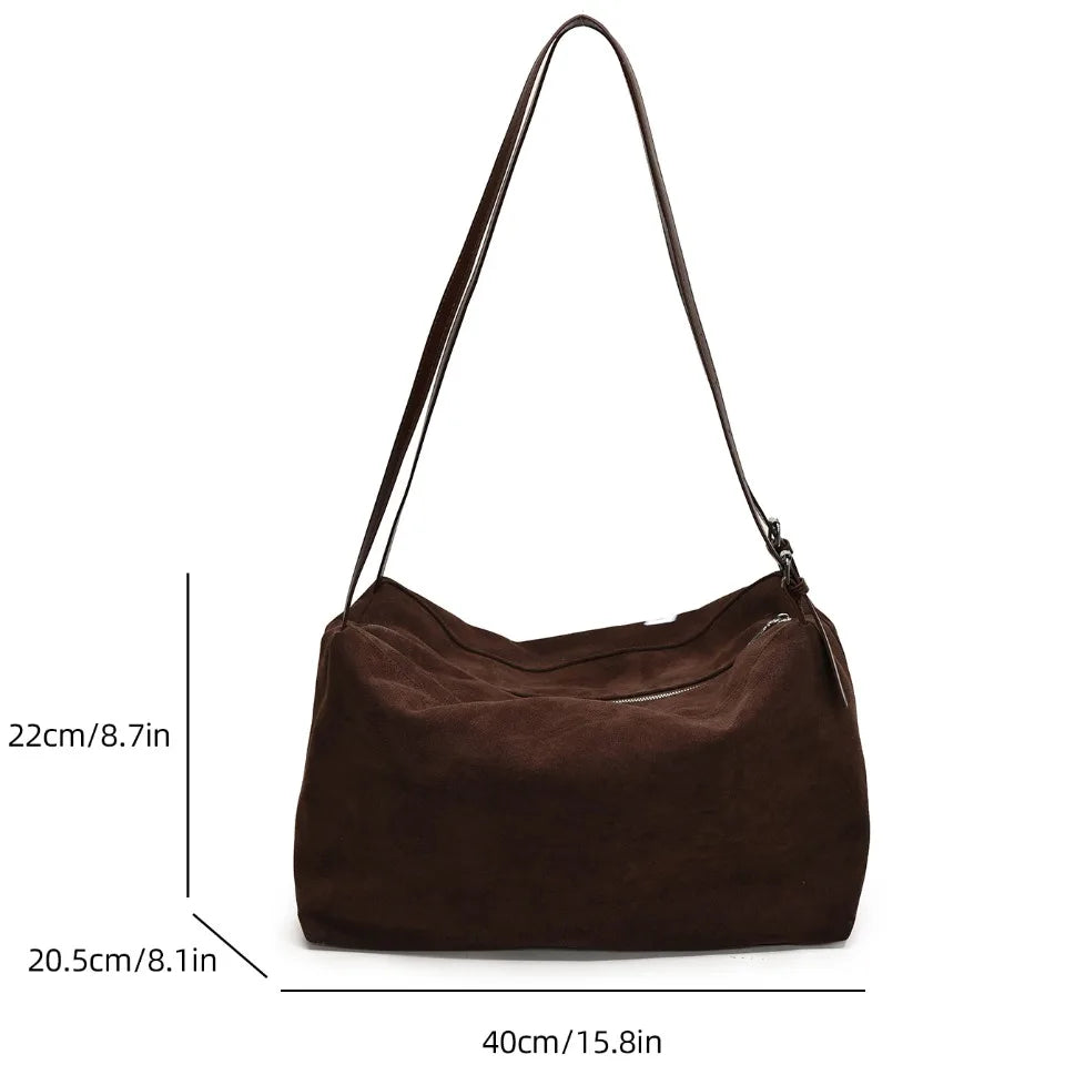 Large Suede Leather Tote Shoulder Bag for Women