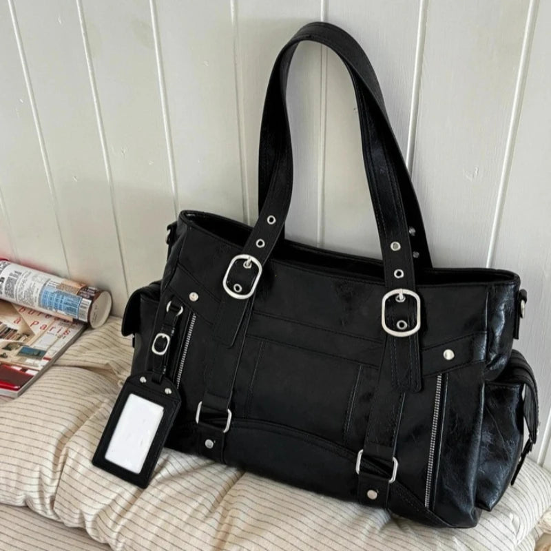 Y2K Large Capacity PU Leather Tote Bag for Women