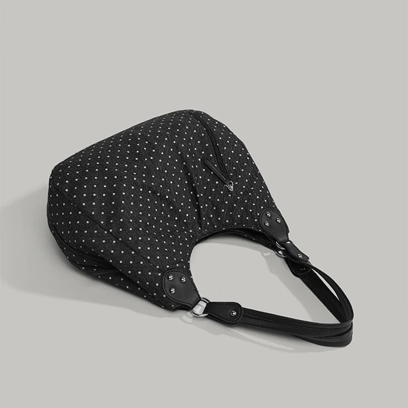Large Capacity Polka Dot Tote Bag – Vintage Hobo Handbag