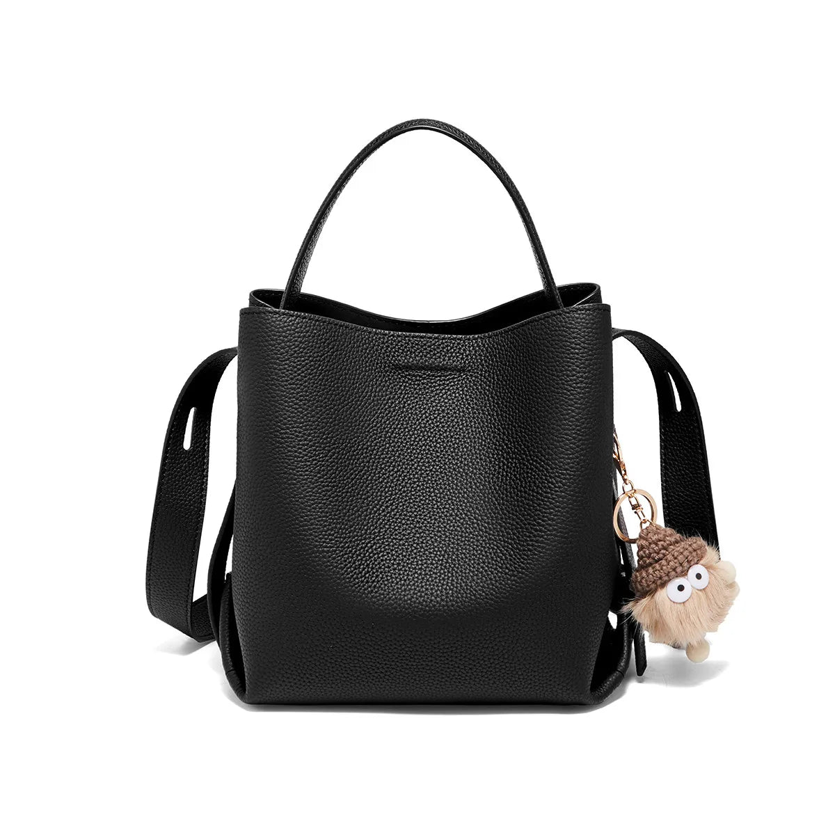 Foxer Simple Genuine Leather Handbag Women S Shoulder Bag Tote Bucket Large Capacity Female Cross
