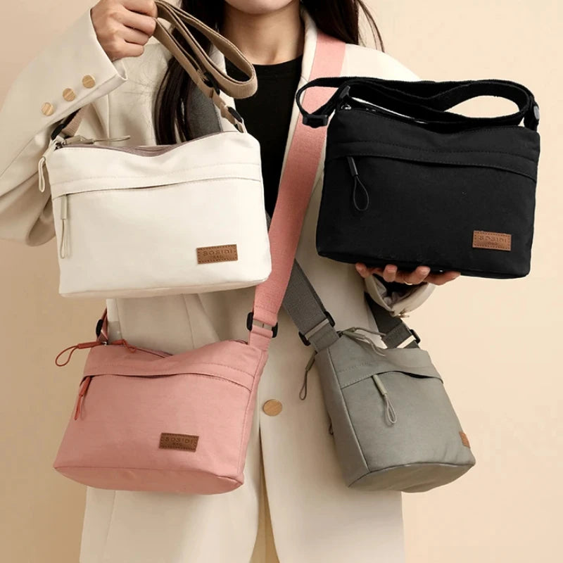 Multi-Pocket Crossbody Bag for Women – Canvas Shoulder Purse