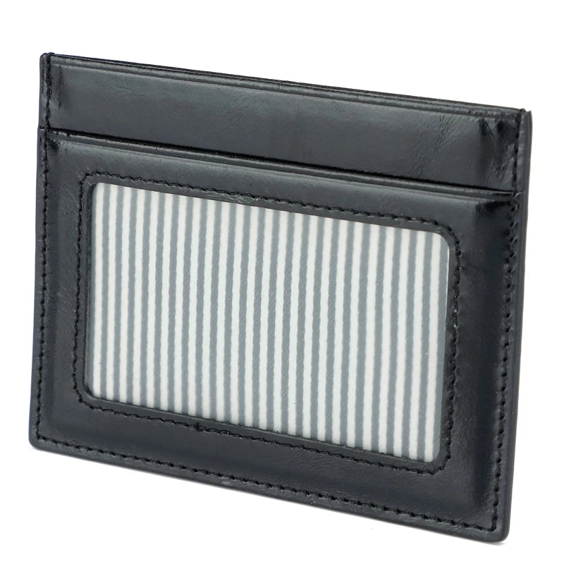 Waxed Cowhide Leather Card Case with ID Window – Ultra Slim