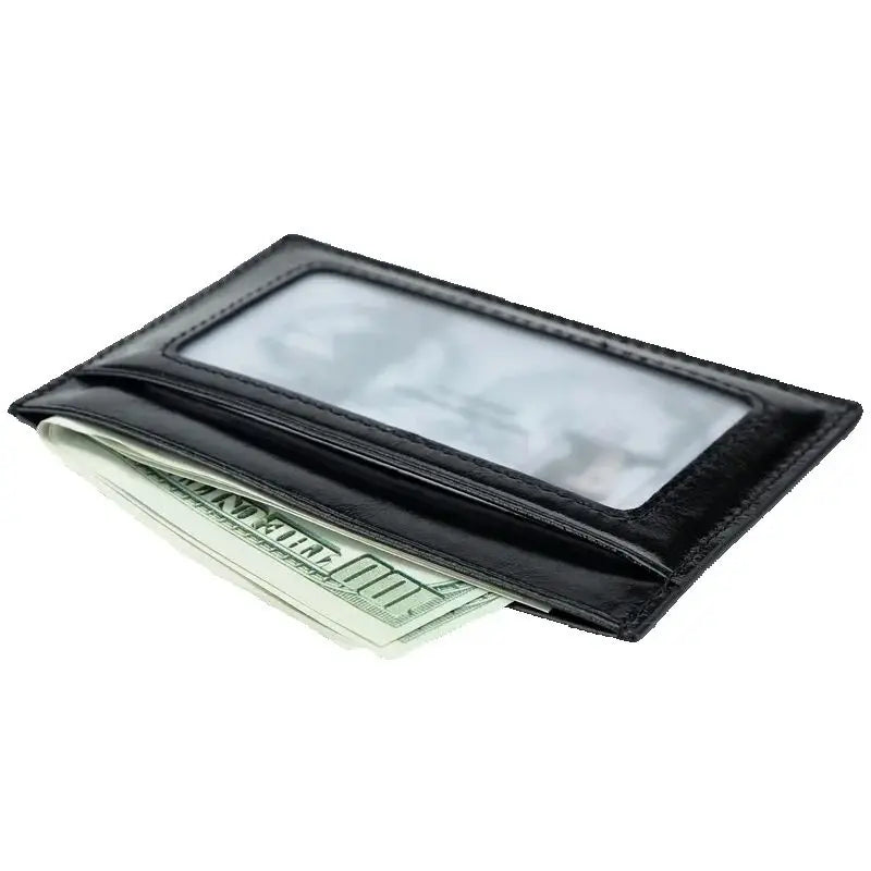 Slim Leather Card Holder Wallet with ID Window for Men