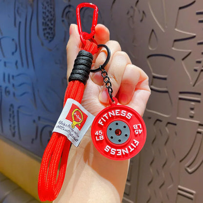Fitness Weight Plate Keychain with Braided Wrist Lanyard