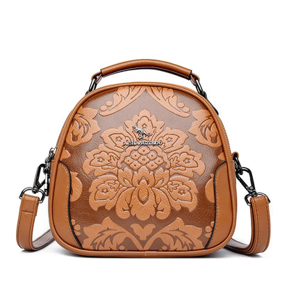 Floral Print Leather Crossbody Bag for Women