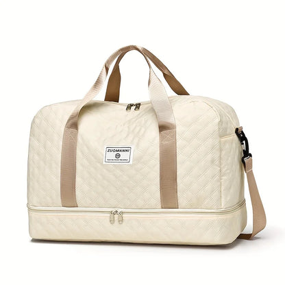 Large Capacity Nylon Travel Duffel Bag with Shoe Compartment