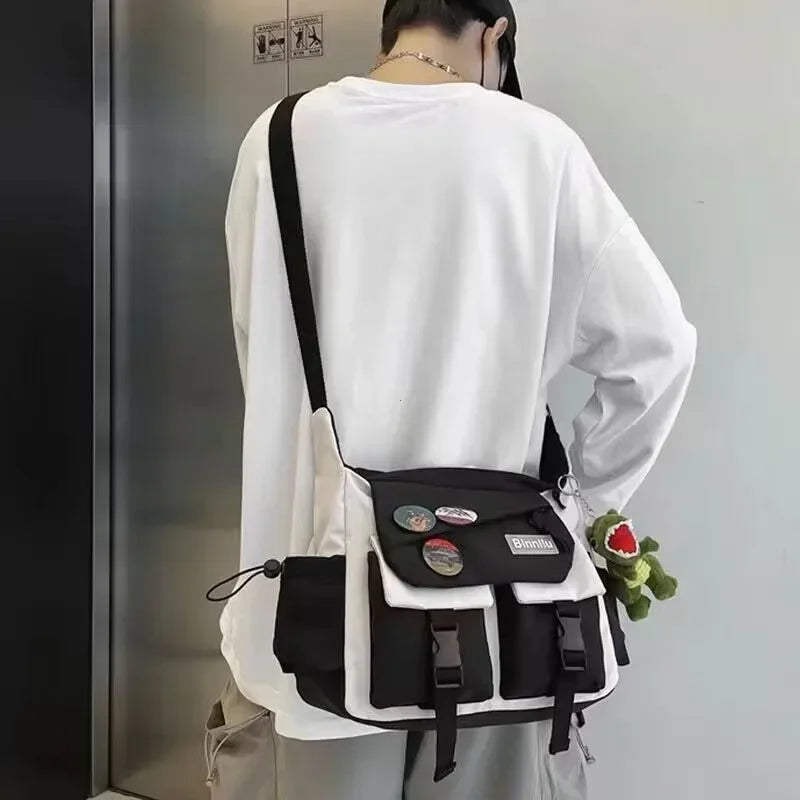 Harajuku Canvas Crossbody Messenger Bag for Men & Women