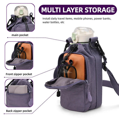 Water Bottle Crossbody Bag – Portable Drawstring Carrier