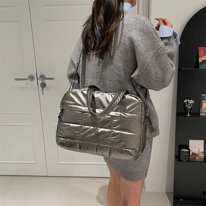 Quilted Nylon Tote Bag for Women – Crossbody Shoulder Bag