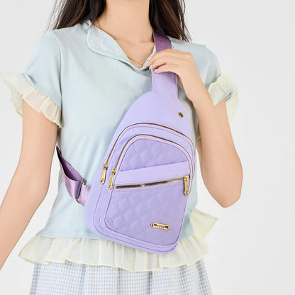 Quilted Crossbody Sling Bag for Women – Chest Bag with Earphone Hole