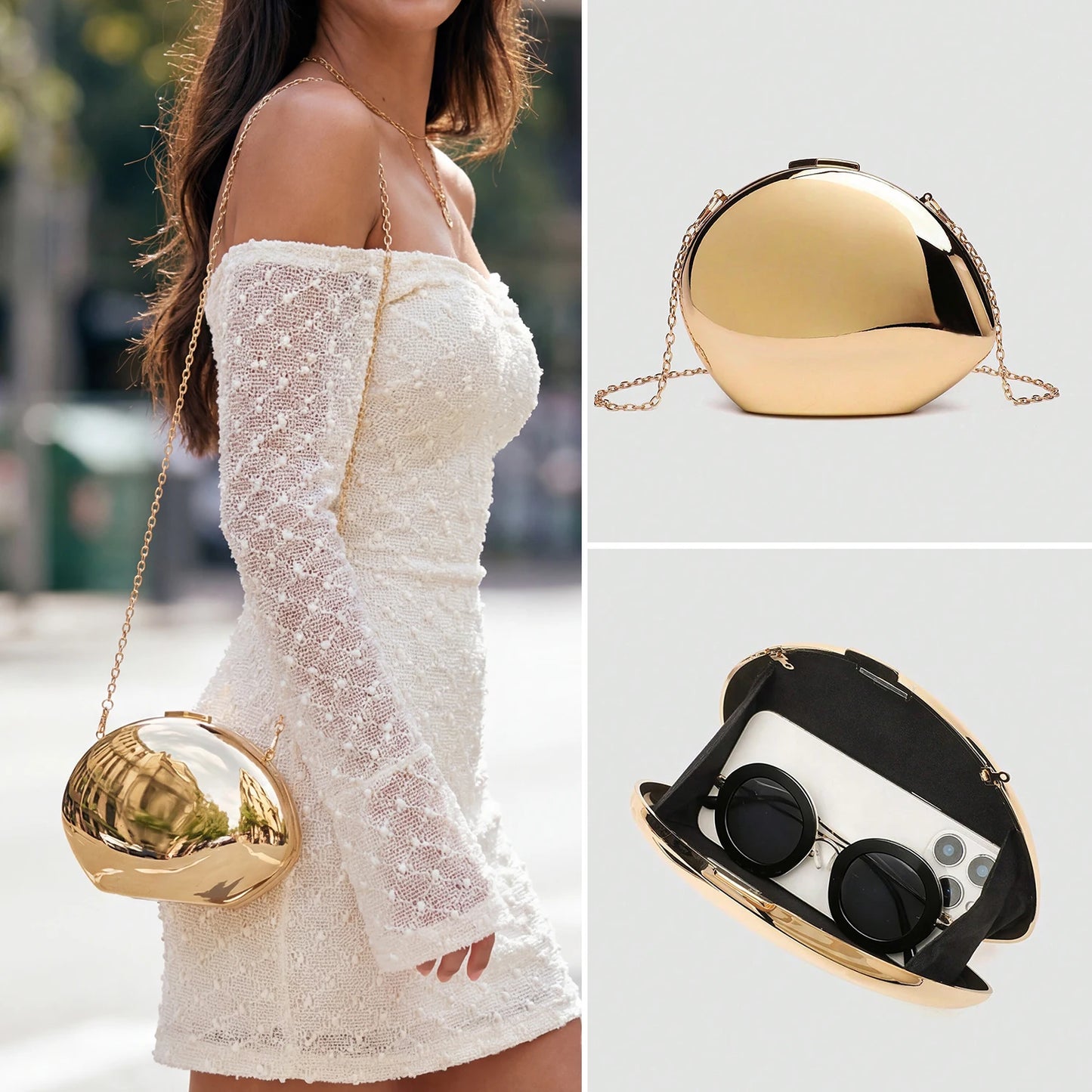 Women's Luxury Acrylic Evening Bag with Chain Strap – Dinner Party Clutch