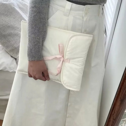 Y2K Bow Knot Laptop Sleeve Bag – Korean Sweet Tablet Handbag for Women