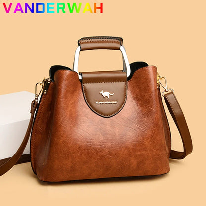 Women's Oil Skin Leather Tote Handbag – Luxury Designer Shoulder Bag
