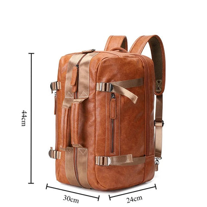 Large Travel Backpack for Men – Multi-Functional PU Leather Bag