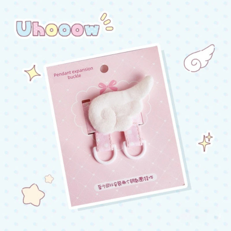 Cute Plush Keychain – Angel Wings Heart Bag Pendant & DIY Keyring