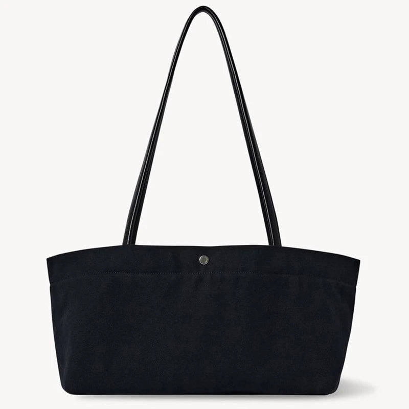 Canvas Tote Bag with Leather Straps – Large Capacity Women's Shoulder Bag