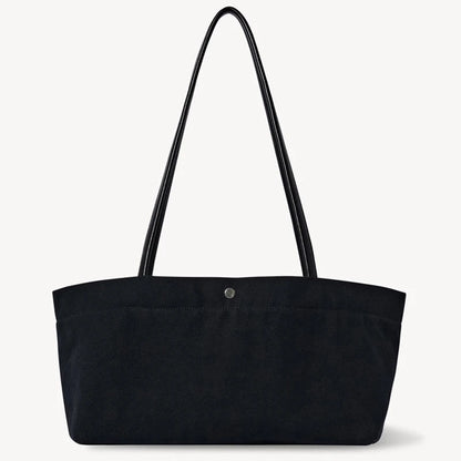 Canvas Tote Bag with Leather Straps – Large Capacity Women's Shoulder Bag
