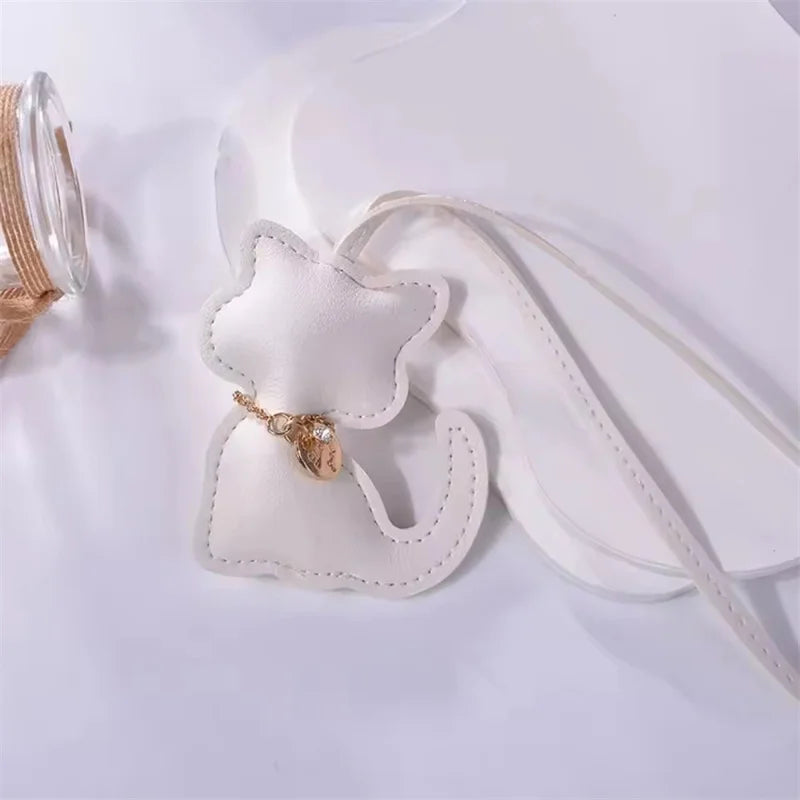 PU Leather Keychain Bag Charm Pendant – Cute Cat Star Design for Women