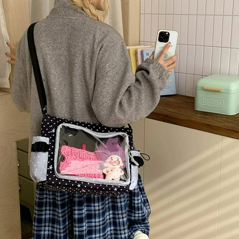 Itabag Large Capacity Crossbody Bag Clear Window Star Print