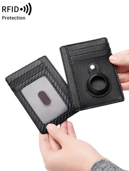 RFID Blocking Slim Card Wallet with AirTag Holder – Unisex