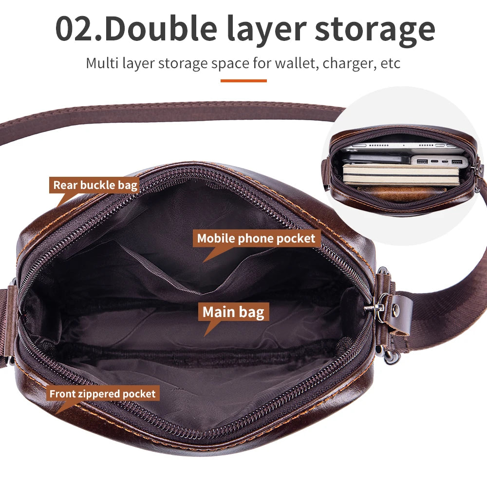 Steel Lion Men's Genuine Leather Crossbody Bag