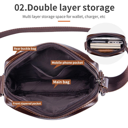 Steel Lion Men's Genuine Leather Crossbody Bag
