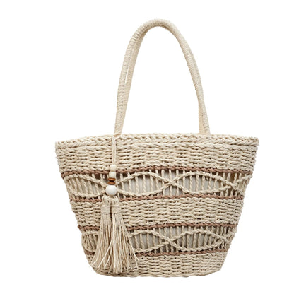 Straw Tote Bag – Handmade Hollow-Out Large Capacity Shoulder Bag