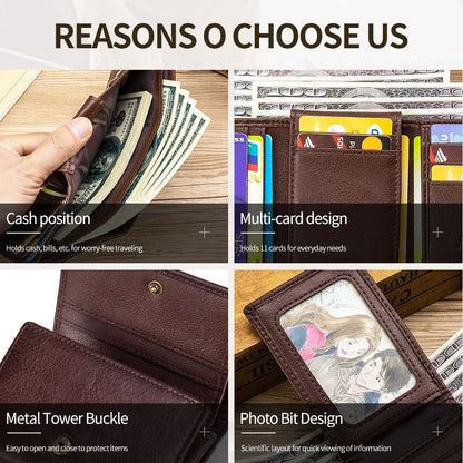 Genuine Leather Multi-Slot Card Wallet for Women