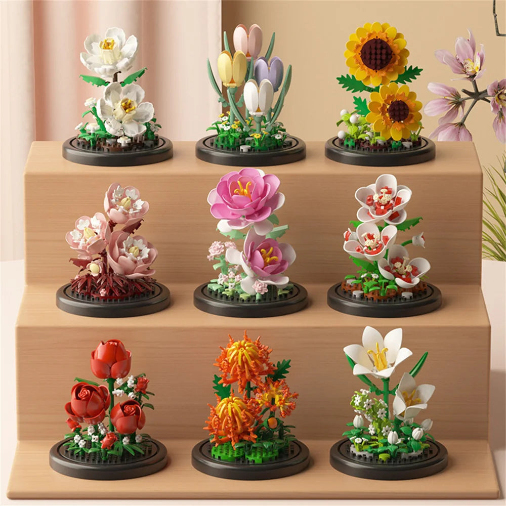Eternal Flower Micro Building Blocks Bonsai – Home Decor Set