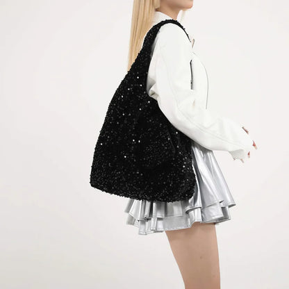 Sequin Tote Bag – Women's Slouchy Hobo Shoulder Handbag