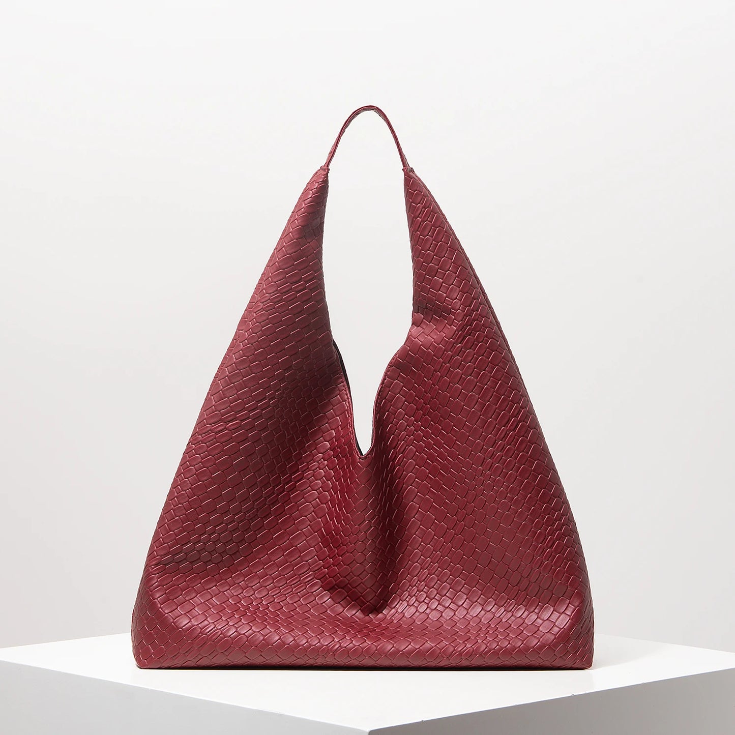 Woven Hobo Shoulder Bag – Minimalist Retro Tote for Women
