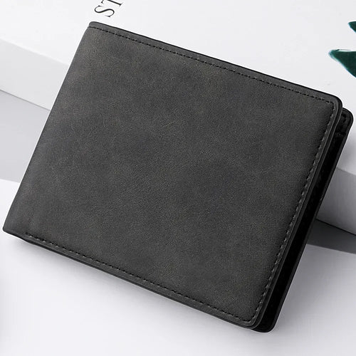 Men's Slim PU Leather Wallet – Bifold with Zipper & Card Slots
