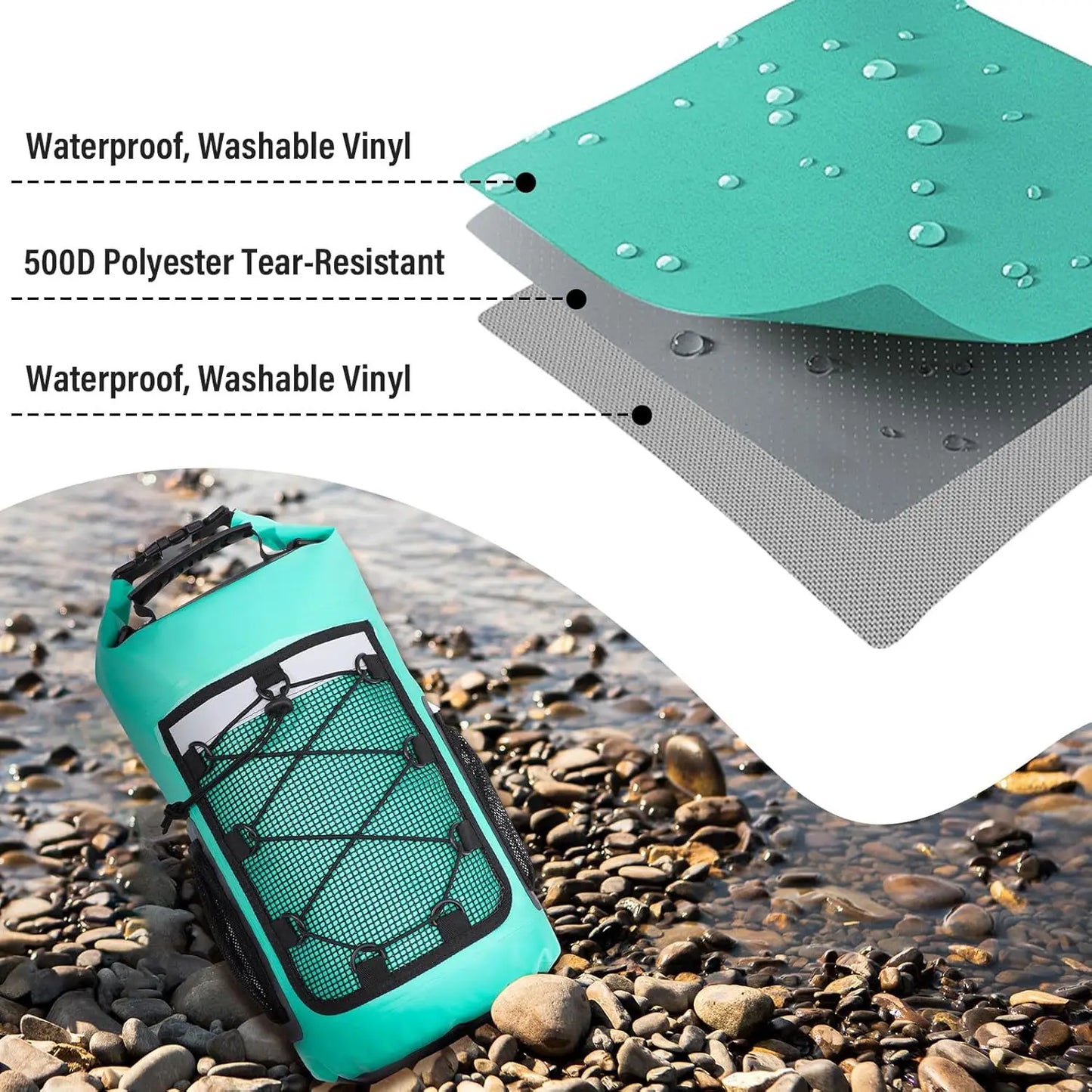 25L Waterproof Roll-Top Dry Bag Backpack for Beach & Water Sports
