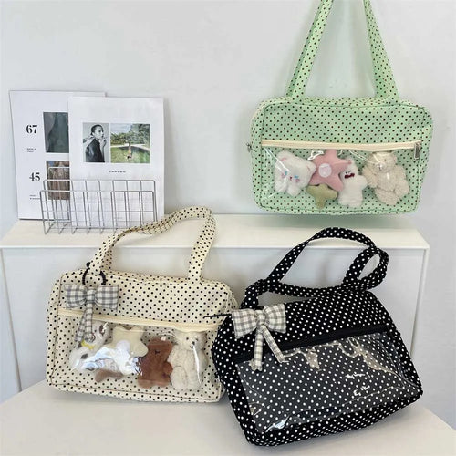 Polka Dot Ita Bag – Y2K Transparent Window Shoulder Bag