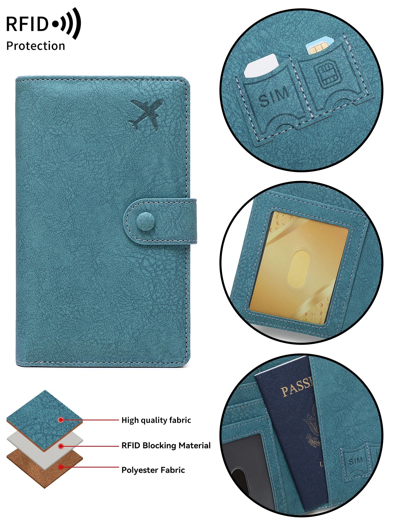 RFID Passport Wallet – Multifunctional Travel Holder with Airplane Design