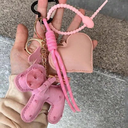 Leather Puppy Dog Keychain – Cute PU Leather Bag Charm Pendant