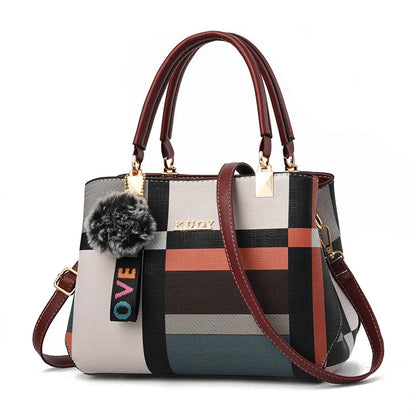 Luxury Vintage Plaid PU Leather Handbag for Women – Crossbody Shoulder Bag
