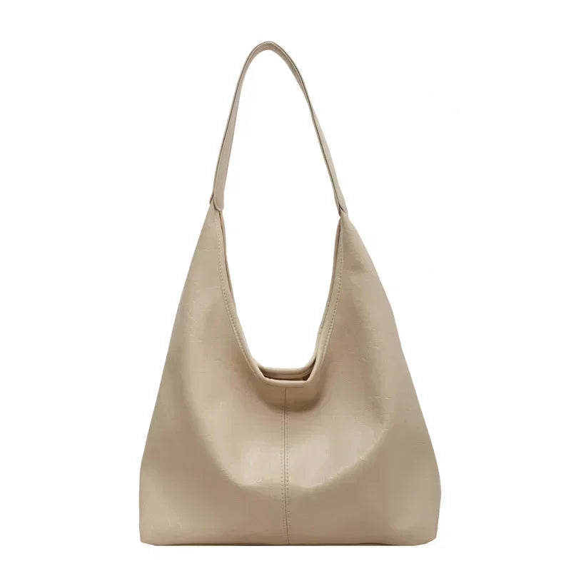 Large PU Leather Shoulder Bag – Soft Hobo Tote for Women