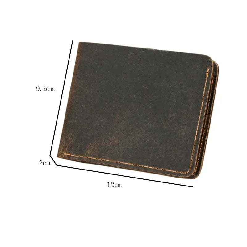 Men's Crazy Horse Genuine Leather Bifold Wallet
