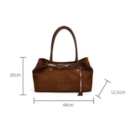 Fashionable Retro Suede Bag Popular European American Large-Capacity Autumn Winter Tote Bag Simple