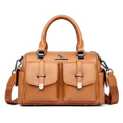 Large Capacity Women's Leather Handbag – Shoulder & Crossbody Bag