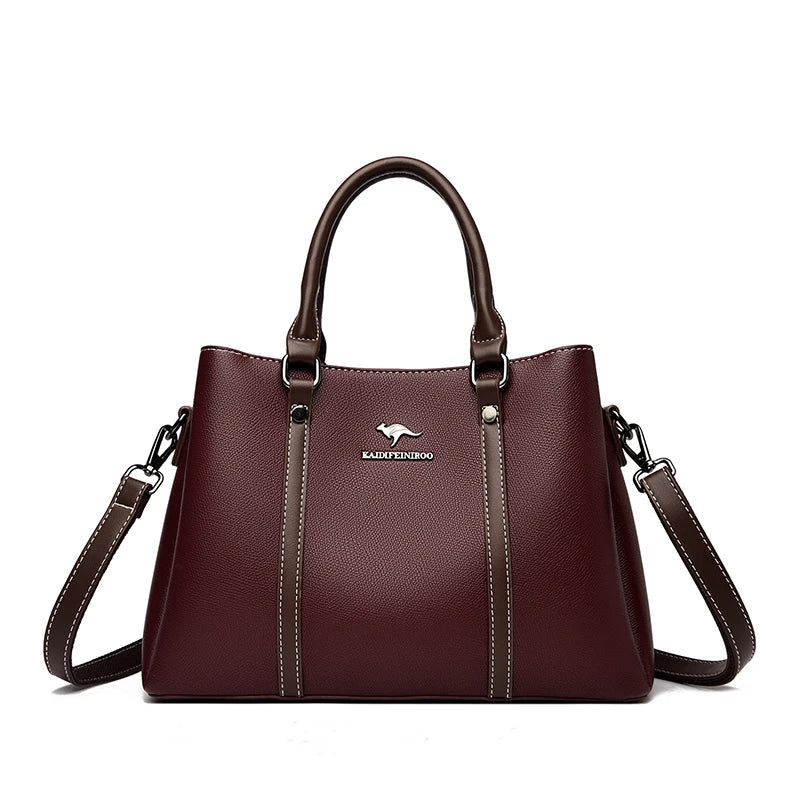 Leather Handbag for Women – Multi-Pocket Crossbody Tote