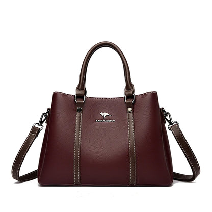 Leather Handbag for Women – Multi-Pocket Crossbody Tote