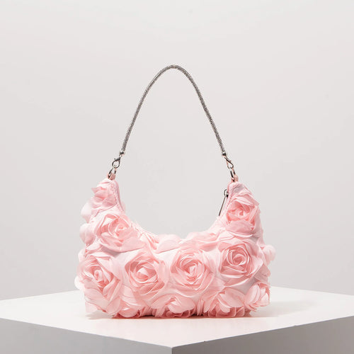 3D Rose Floral Shoulder Bag for Women – Party & Gala