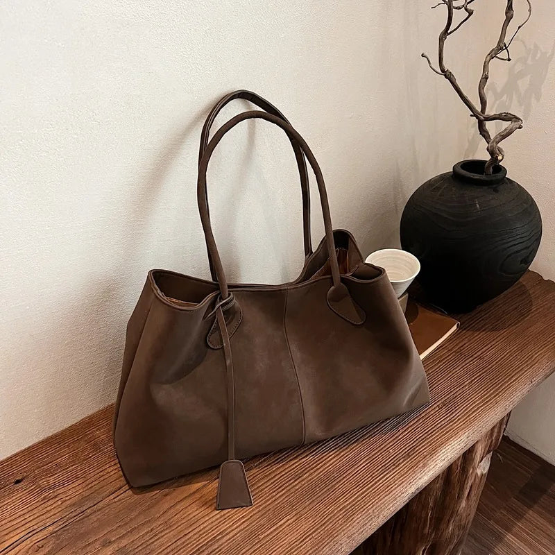 Large Capacity Suede Tote Bag – Vintage Casual Underarm Handbag