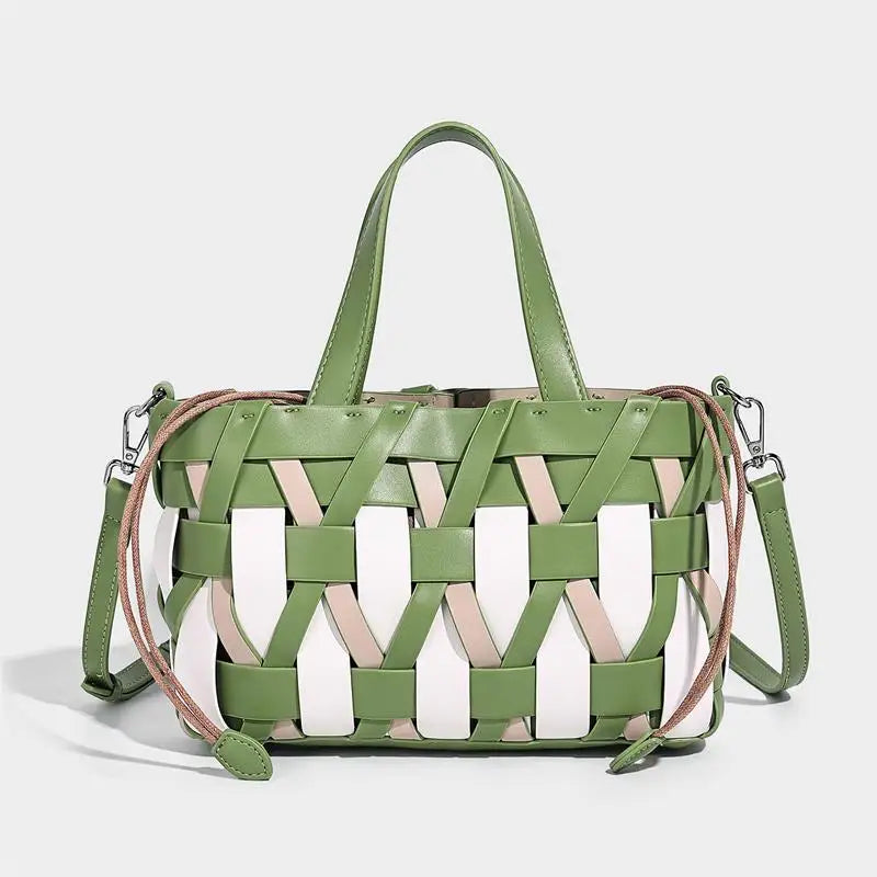 Woven Basket Handbag – 2-in-1 Shoulder & Crossbody Bag